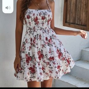 White and rose open back dress